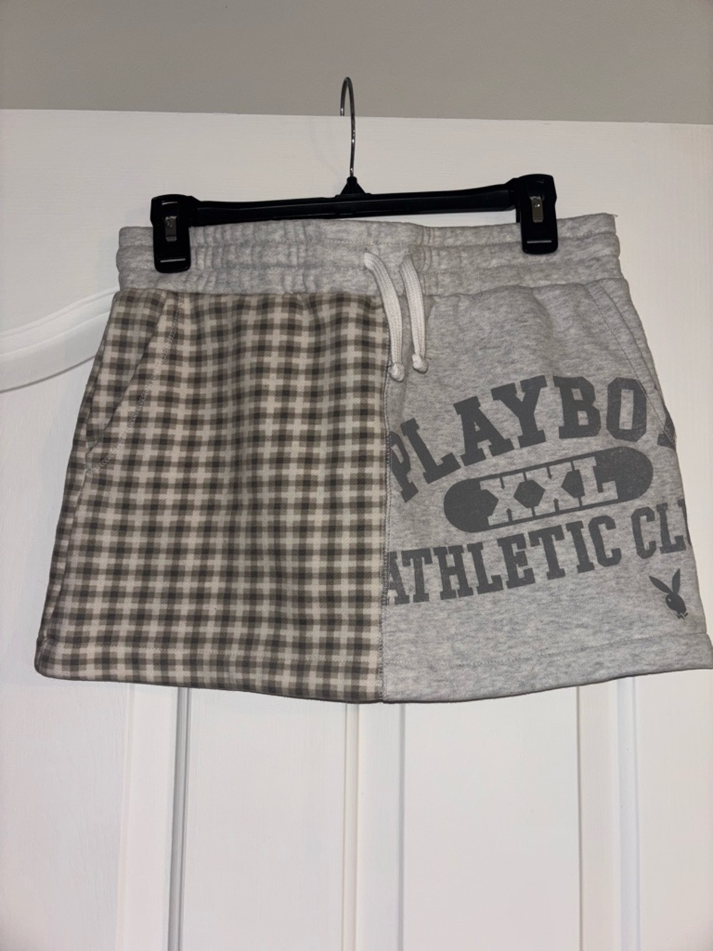 PLAYBOY Gray Plaid Patchwork Skort